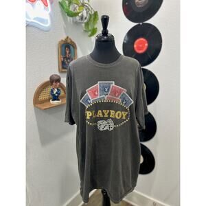 VINTAGE Playboy Poker Graphic Shirt - Black - Size XLL - Y2K Streetwear